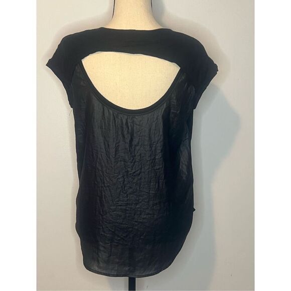 XS BCBG faux leather back keyhole blouse - Picture 2 of 2